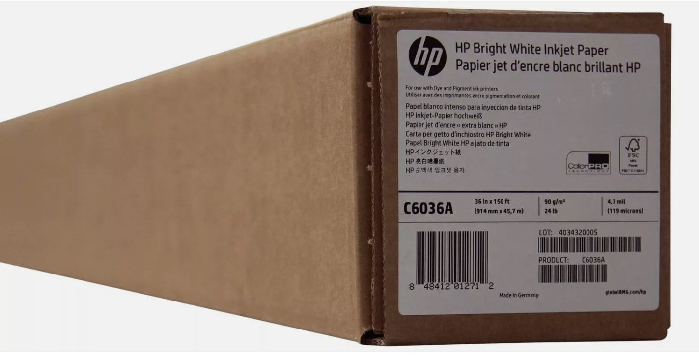 Papier traceur HP C6036A 914 mm (36 pouces) de hauteur, blanc