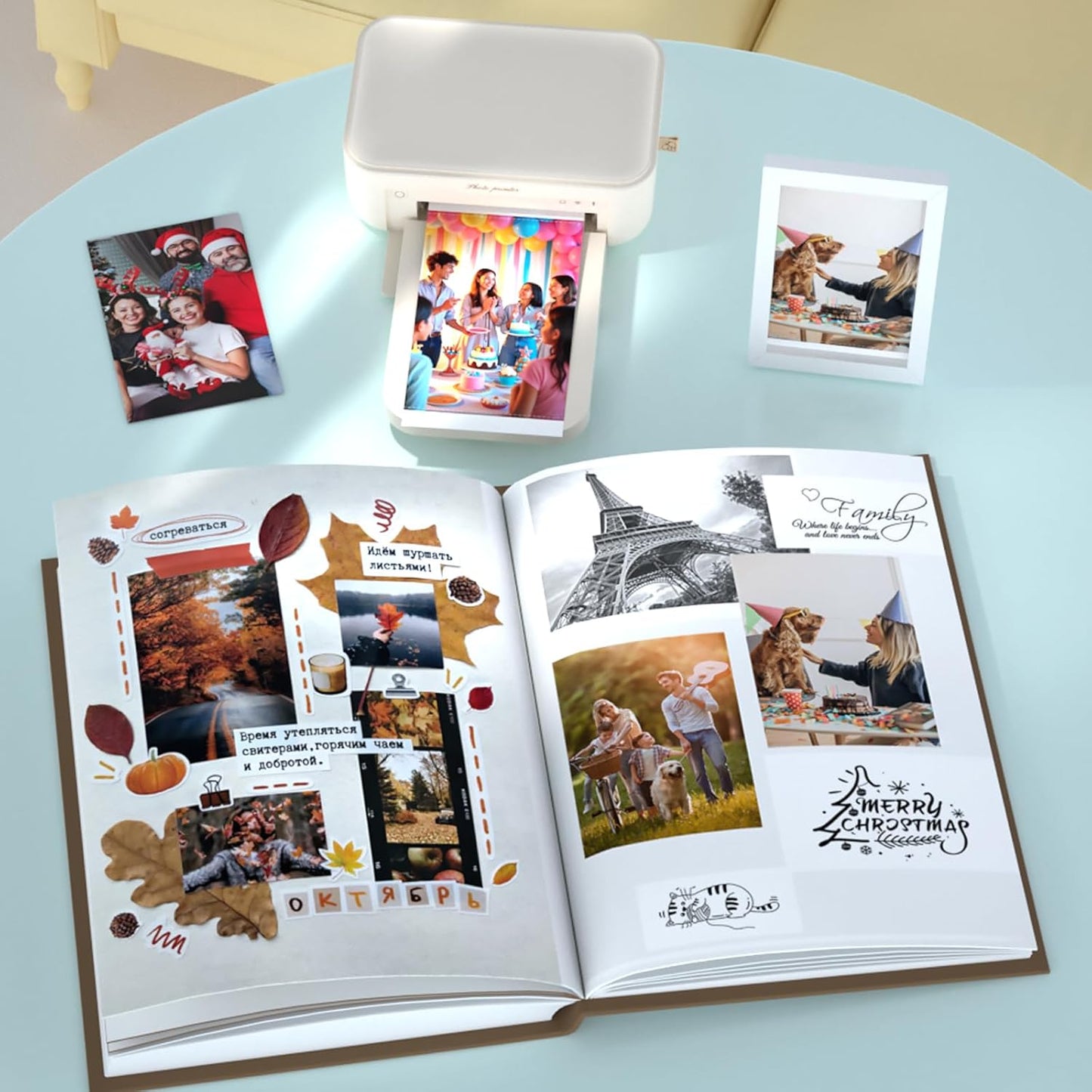 HPRT Fotodrucker 10x15, Mobiler Fotodrucker für Smartphone mit 20 Fotoblättern & 1 Farbband