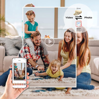 HPRT Fotodrucker 10x15, Mobiler Fotodrucker für Smartphone mit 20 Fotoblättern & 1 Farbband