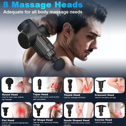 HOPOSO Massagepistole Massagegerät mit 30 Geschwindigkeiten 6 Massageköpfen