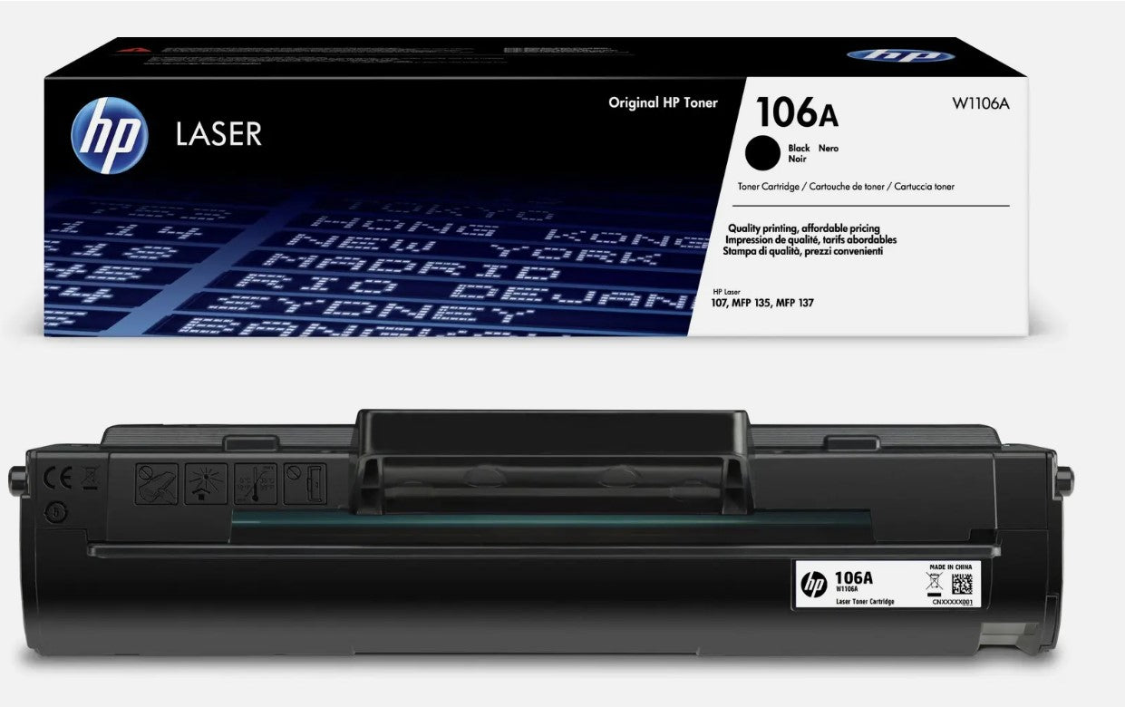 Toner noir d'origine HP 106A W1106A pour imprimantes laser 107a, 107w, 107r, multifonctions 135ag, 135wg et 135w