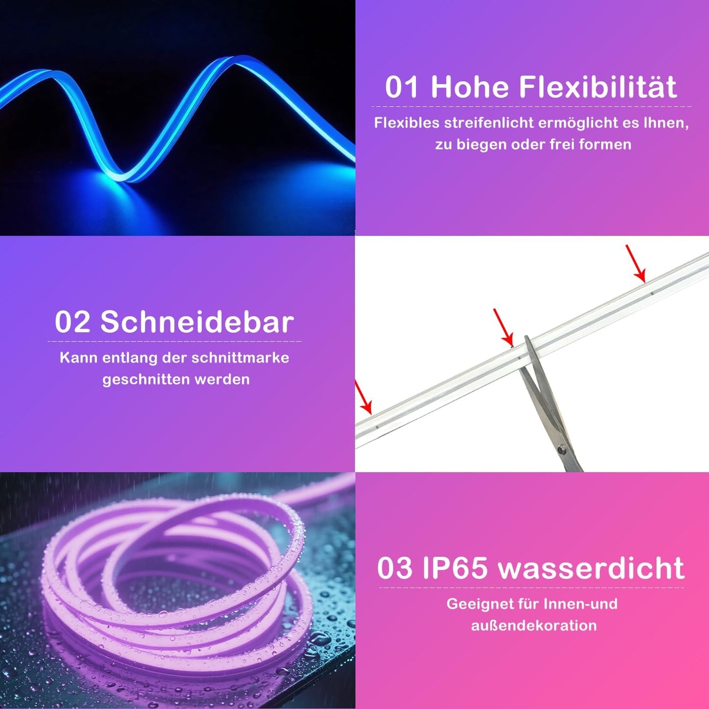 Heromind LED Streifen 10m RGB Bluetooth, IP67 Wasserdicht, 840 LEDs mit App
