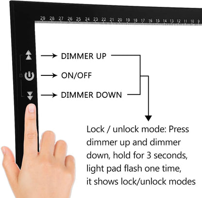 HSK A4 LED-Lichtpad Sperren/Entsperren Touch-Dimmer-Knopf Helligkeit 7000 Lux