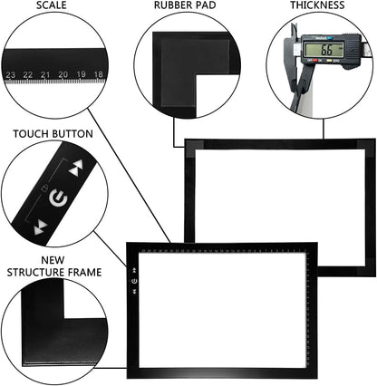 HSK A4 LED-Lichtpad Sperren/Entsperren Touch-Dimmer-Knopf Helligkeit 7000 Lux