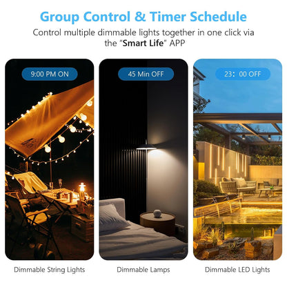 HITRENDS Smart Dimmer Steckdose, WiFi Outdoor Dimmer mit APP-Fernbedienung Wi Fi