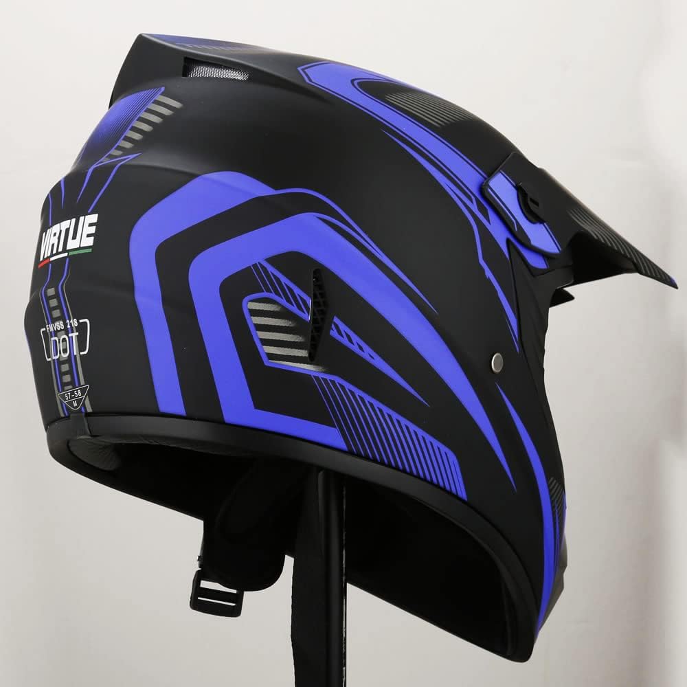 HaTur Motocross Helm Motorrad Downhill Fullface Helm Unisex Jugend ( M ) Blau