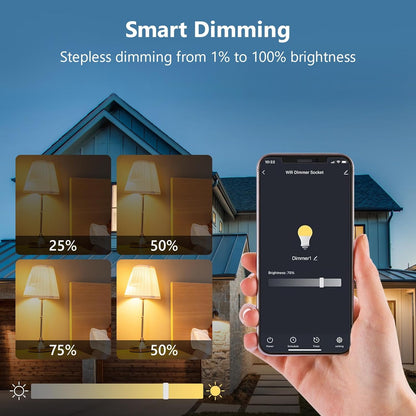 HITRENDS Smart Dimmer Steckdose, WiFi Outdoor Dimmer mit APP-Fernbedienung Wi Fi