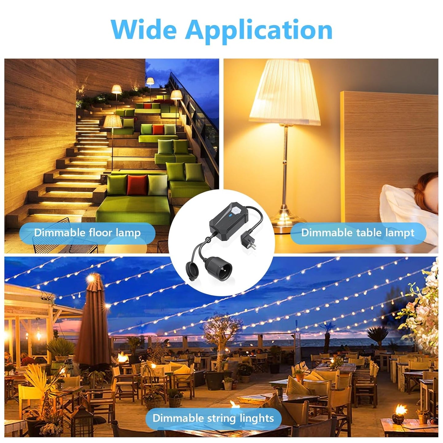 HITRENDS Smart Dimmer Steckdose, WiFi Outdoor Dimmer mit APP-Fernbedienung Wi Fi