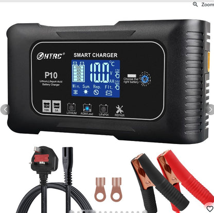 Chargeur de batterie HTRC 10A Lifepo4 12V/24V, réparation à 7 impulsions, chargeur automatique pour batterie au Lithium-ion, LIFEFO4-AGM