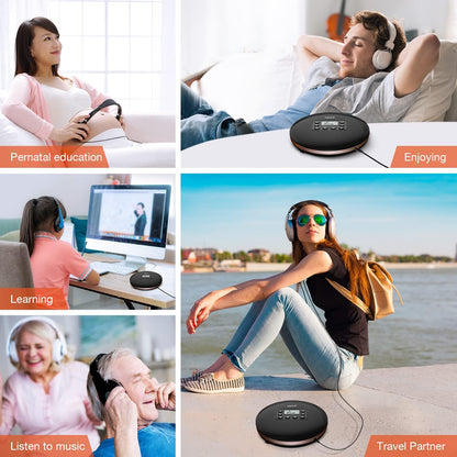 HOTT CD711T Portable Rechargeable Bluetooth CD Player Schwarz