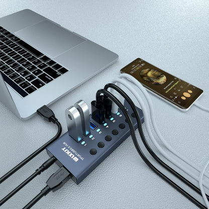 3.0 USB-Hub - 7-Port-Aluminium-Hub für problemlose Verbindung, Aufladung und rasante Datenübertragung