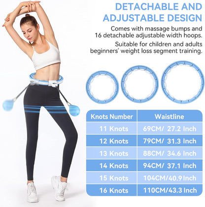 Cerceaux intelligents Hula Hoop avec picots de massage et 16 boutons Abnehmbar Bleu
