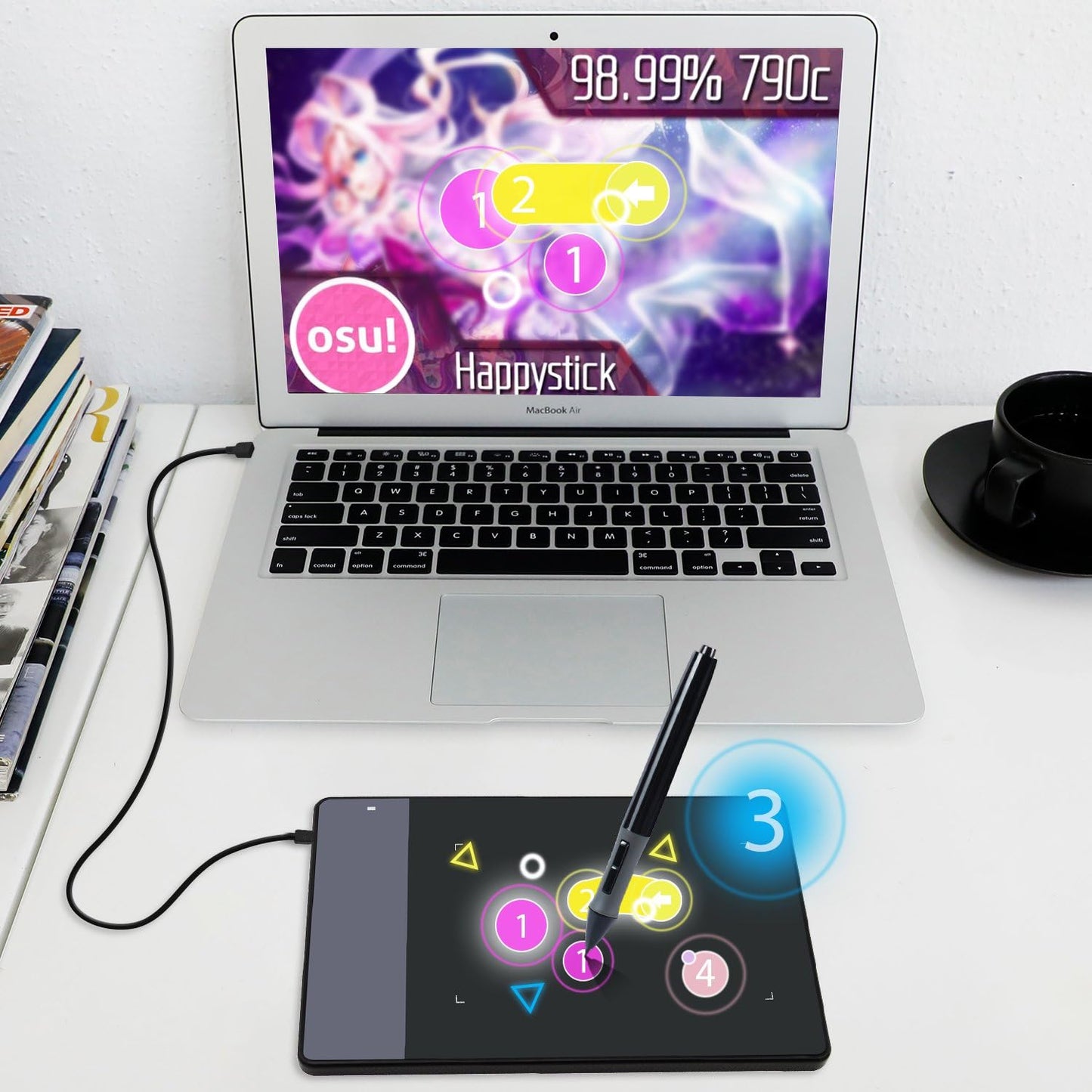 Huion 420 OSU Grafiktablett 4 x 2,23 pouces Tragbarer Stylus Zeichnung Pen Tablet, tablettes graphiques, tablette de dessin, tablettes graphiques pour PC, tablette numérique Stifttablet Grafik Tablet Graphics Zeichntablet