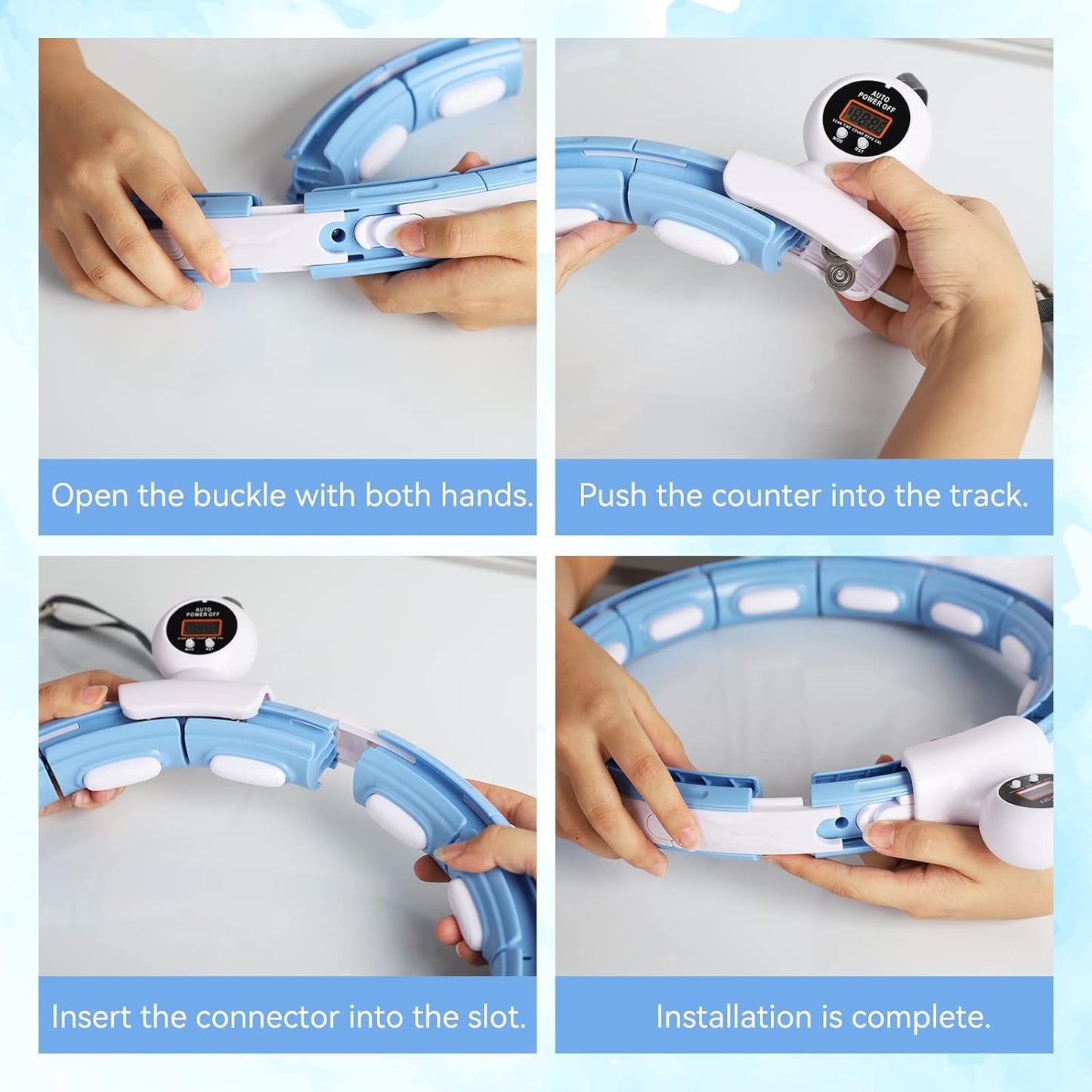 Cerceaux intelligents Hula Hoop avec picots de massage et 16 boutons Abnehmbar Bleu