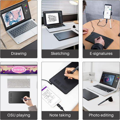 Tablette graphique Huion H640P 8192 avec stylet amovible et 6 commandes de fonction réglables
