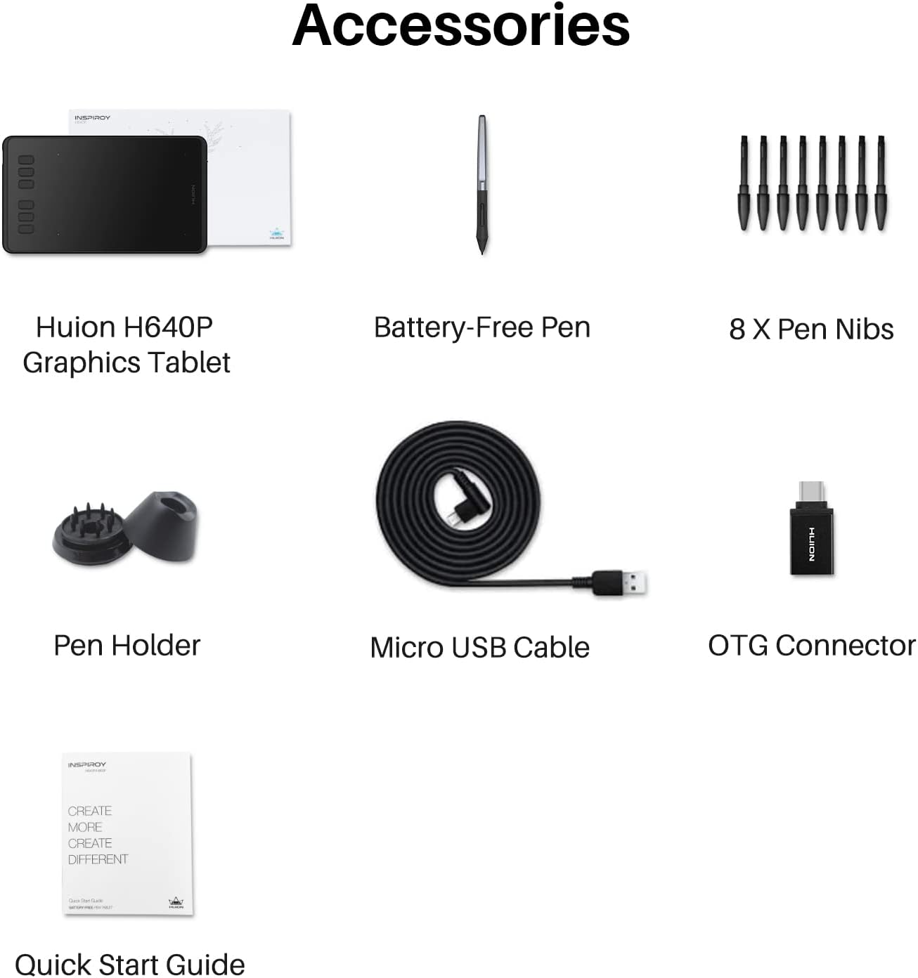 Tablette graphique Huion H640P 8192 avec stylet amovible et 6 commandes de fonction réglables