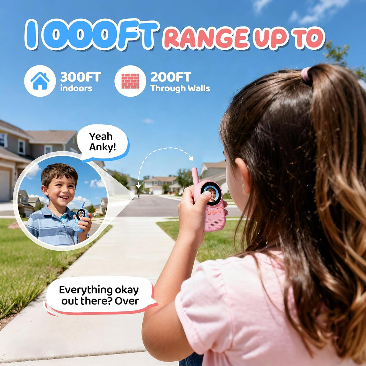 Heweimei Video Walkie Talkie Kinder, wiederaufladbare mit Display und Stimmverzerrer