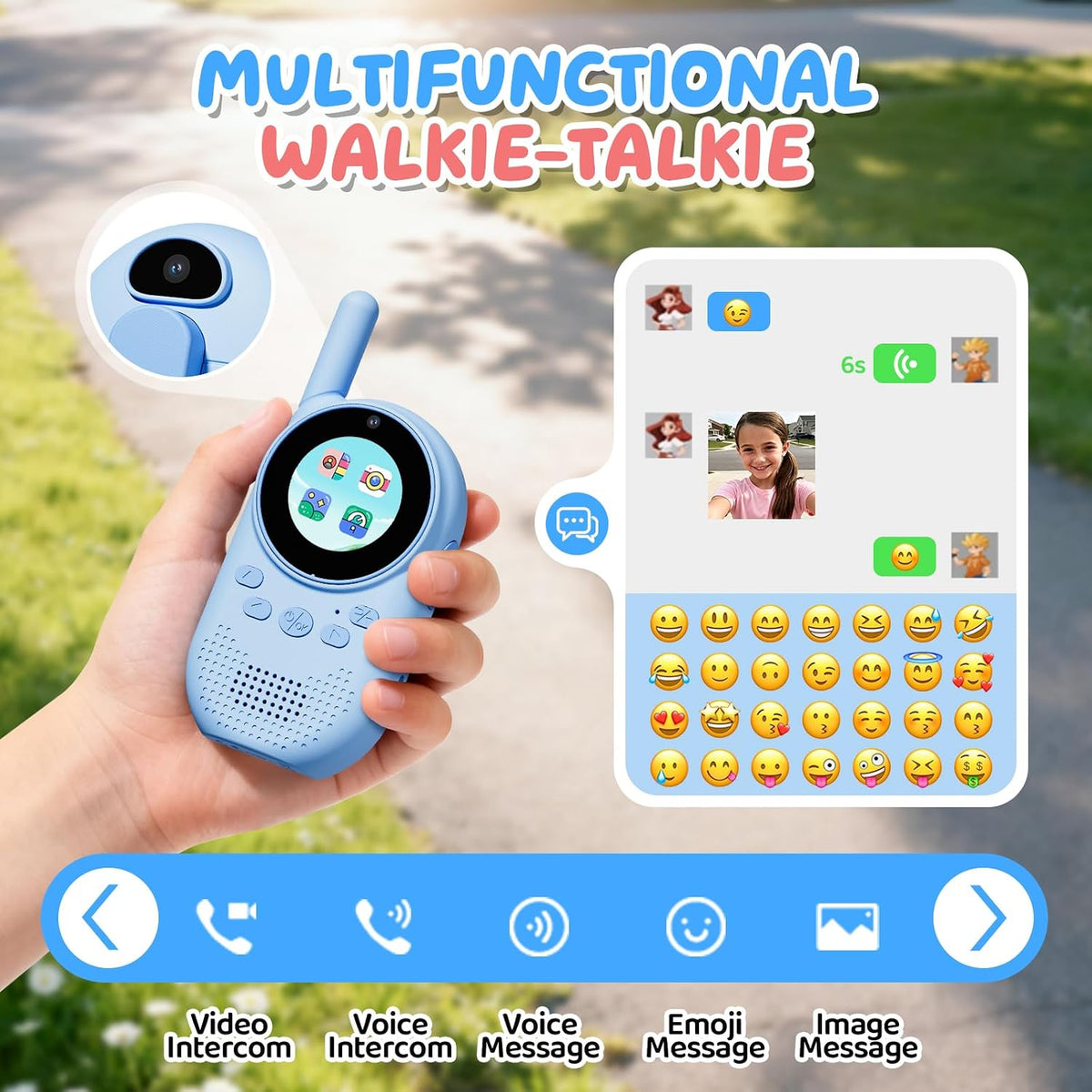 Heweimei Video Walkie Talkie Kinder, wiederaufladbare mit Display und Stimmverzerrer