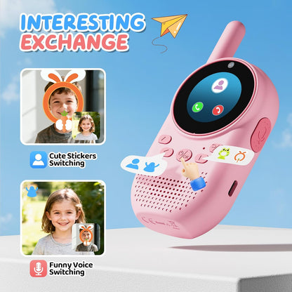 Heweimei Video Walkie Talkie Kinder, wiederaufladbare mit Display und Stimmverzerrer