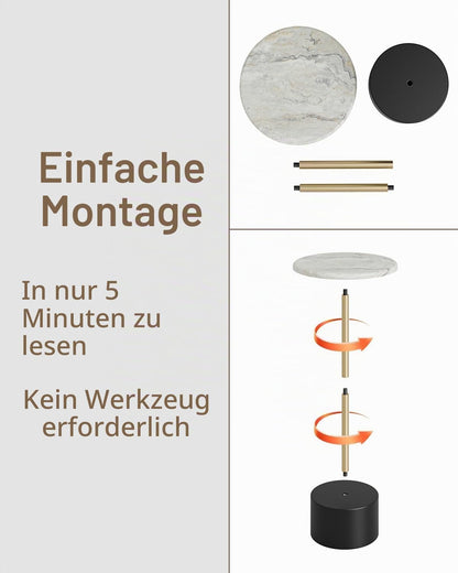 HEYZOEY Beistelltisch, Kleiner rund Cocktailtisch, Weiß Couchtisch mit Marmormuster
