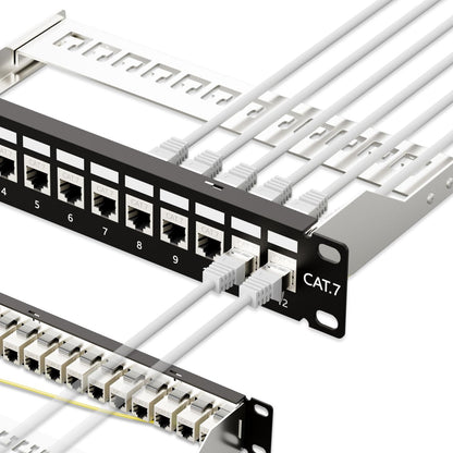 iwillink 12 Anschlüsse RJ45 Durchgangskupplung Cat7 Patch Panel STP geschirmt