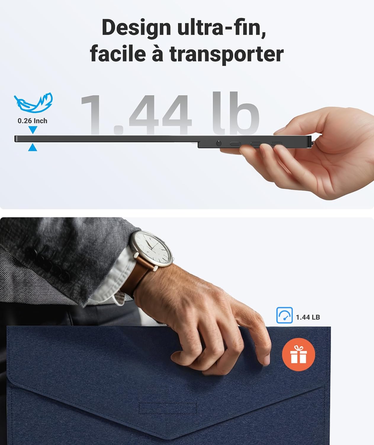 Ingnok Tragbarer Monitor 15,6 Zoll, FHD 1080P IPS Portable Monitor for Laptop