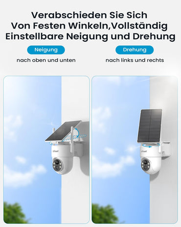 ieGeek 2K/3MP Überwachungskamera Aussen Solar mit Akku, 2.4GHz WLAN 360° PTZ