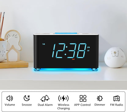 iTOMA Radiowecker, 15 Watt APP-Steuerung, Bluetooth,Dual-Alarm, Snooze, Dimmer,CKS207A
