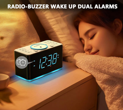 iTOMA Radiowecker, 15 Watt APP-Steuerung, Bluetooth,Dual-Alarm, Snooze, Dimmer,CKS207A