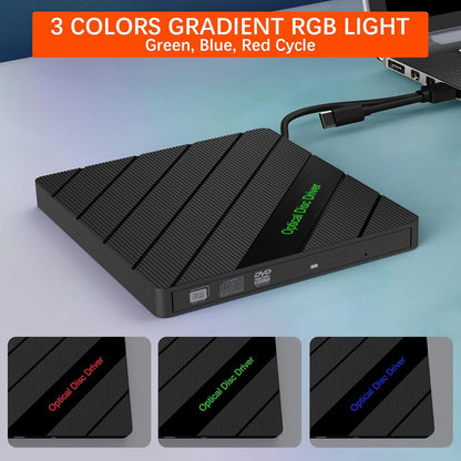 inaepeak 8 IN 1 Externes CD DVD Laufwerk für Laptop Schwarz