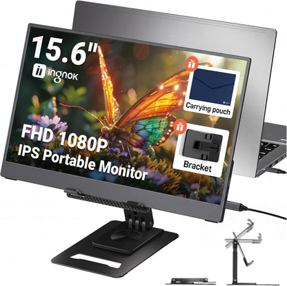 Ingnok Tragbarer Monitor 15,6 Zoll, FHD 1080P IPS Portable Monitor for Laptop