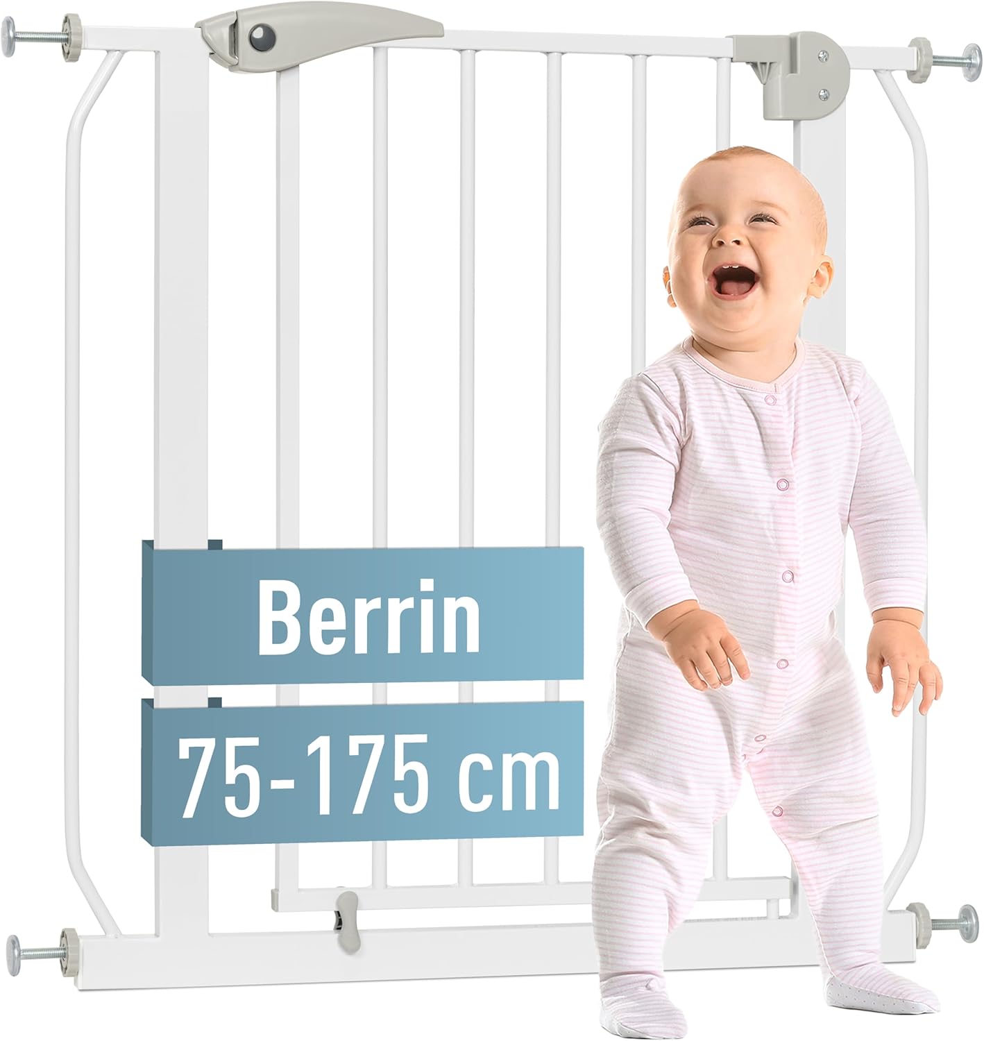 style ib Berrin Treppengitter 67-175cm | Collier de protection de jardin | Sans perceuses | Arrêt à 90° | Fermeture automatique | 75-85 cm