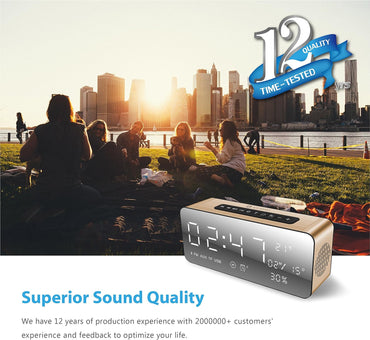 ICE-BINGO Bluetooth Lautsprecher Wecker Radio A10 pour iPhone Android (Or)