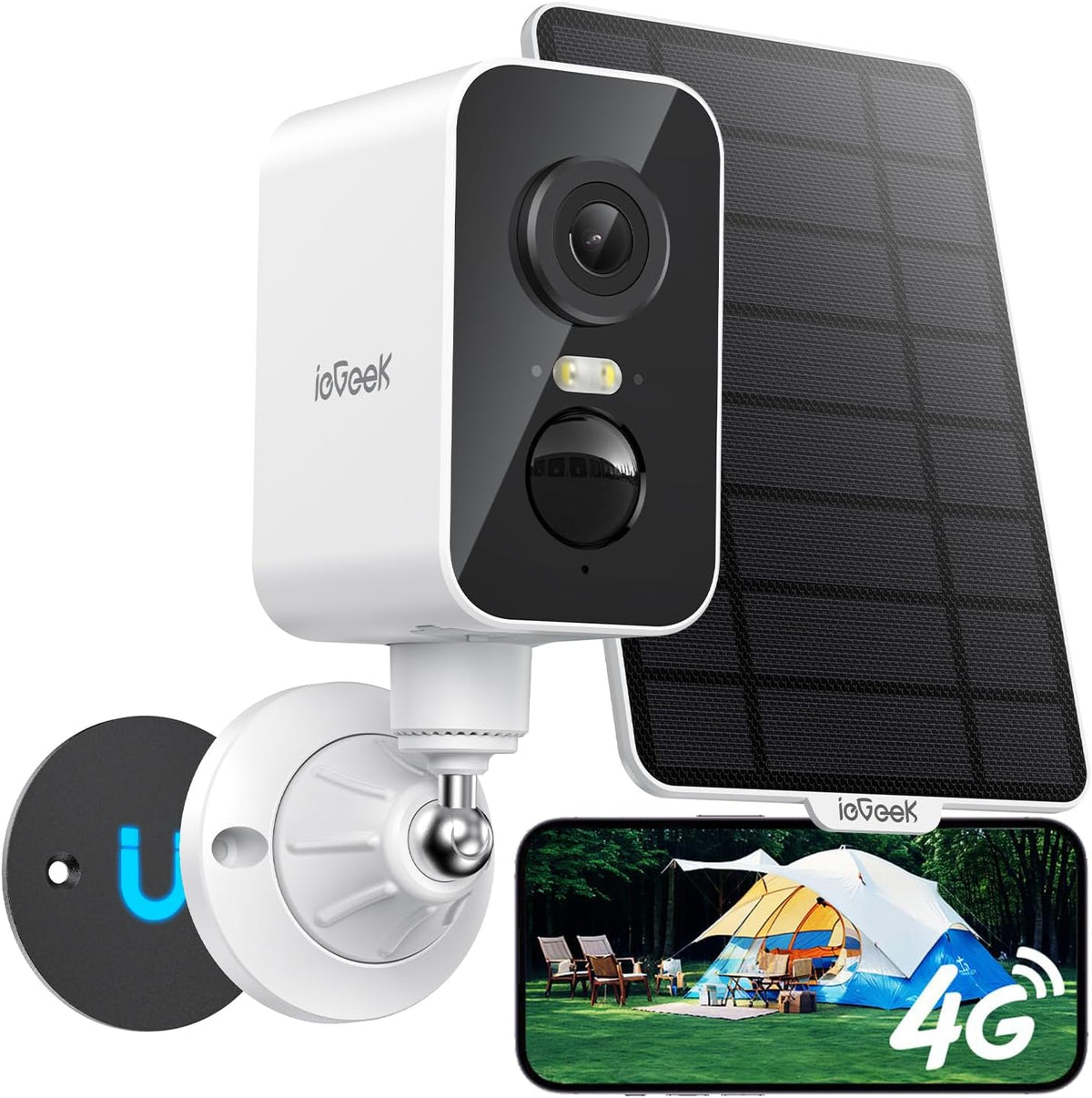 ieGeek 4G Tragbare Magnetische Überwachungskamera mit SIM-Karte Kamera Solar mit PIR & Farbnachtsicht,