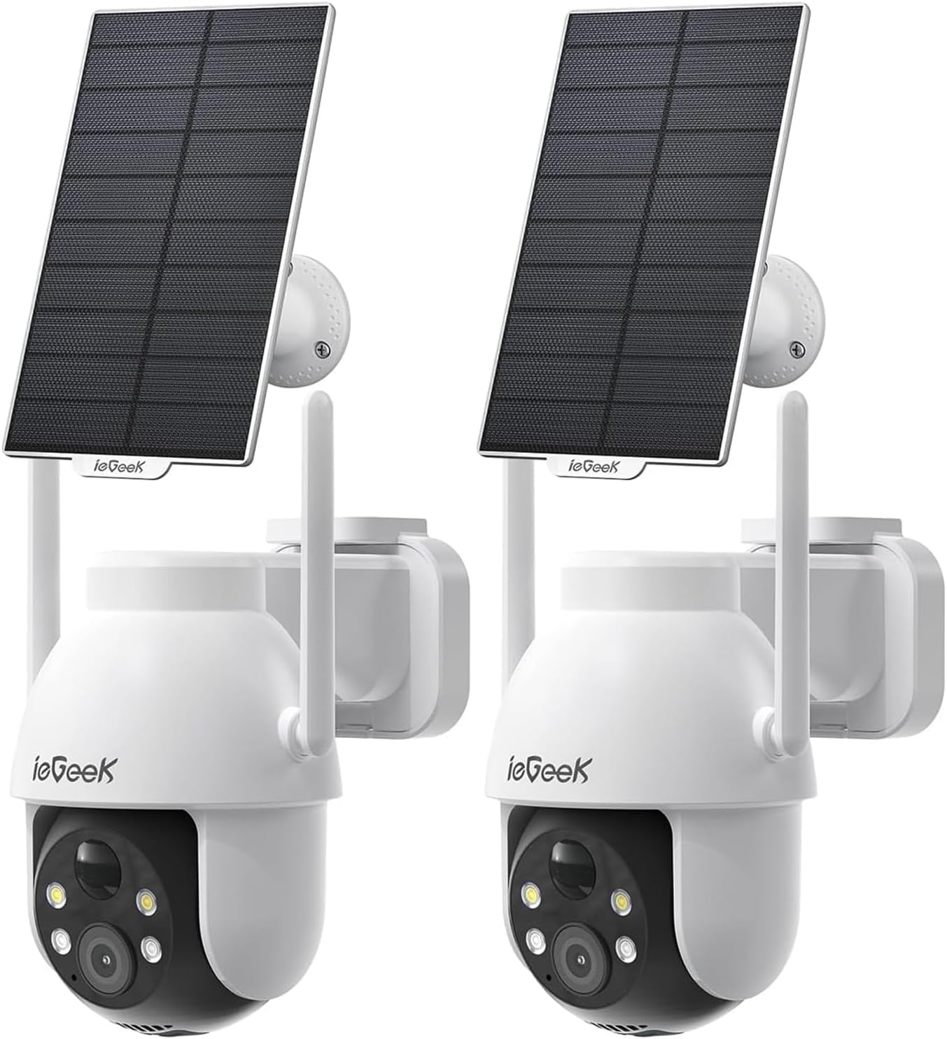 ieGeek 2Pcs 2K 3MP Überwachungskamera Aussen Solar, 360° PTZ 2.4GHz Kabellos