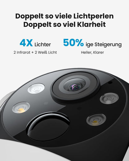 ieGeek 2Pcs 2K 3MP Überwachungskamera Aussen Solar, 360° PTZ 2.4GHz Kabellos