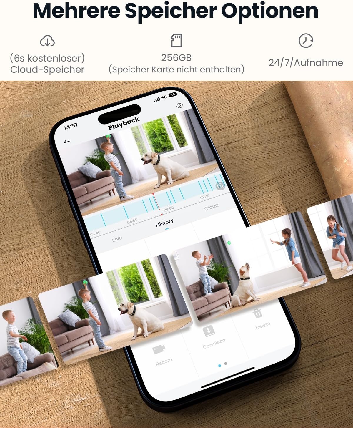 ieGeek 2K 360° WLAN Überwachungskamera , 2,4/5 GHz Hundekamera mit APP(2 Stück)