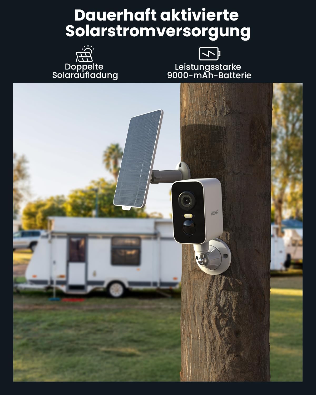 ieGeek 4G Tragbare Magnetische Überwachungskamera mit SIM-Karte Kamera Solar mit PIR & Farbnachtsicht,