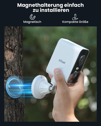 ieGeek 4G Tragbare Magnetische Überwachungskamera mit SIM-Karte Kamera Solar mit PIR & Farbnachtsicht,