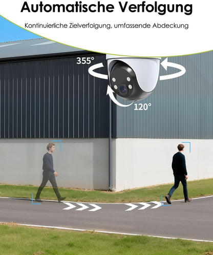 ieGeek 4G 24/7 Aufzeichnung AOV Überwachungskamera, 360° PTZ, 2K 3MP, KI-Erkennung mit SIM