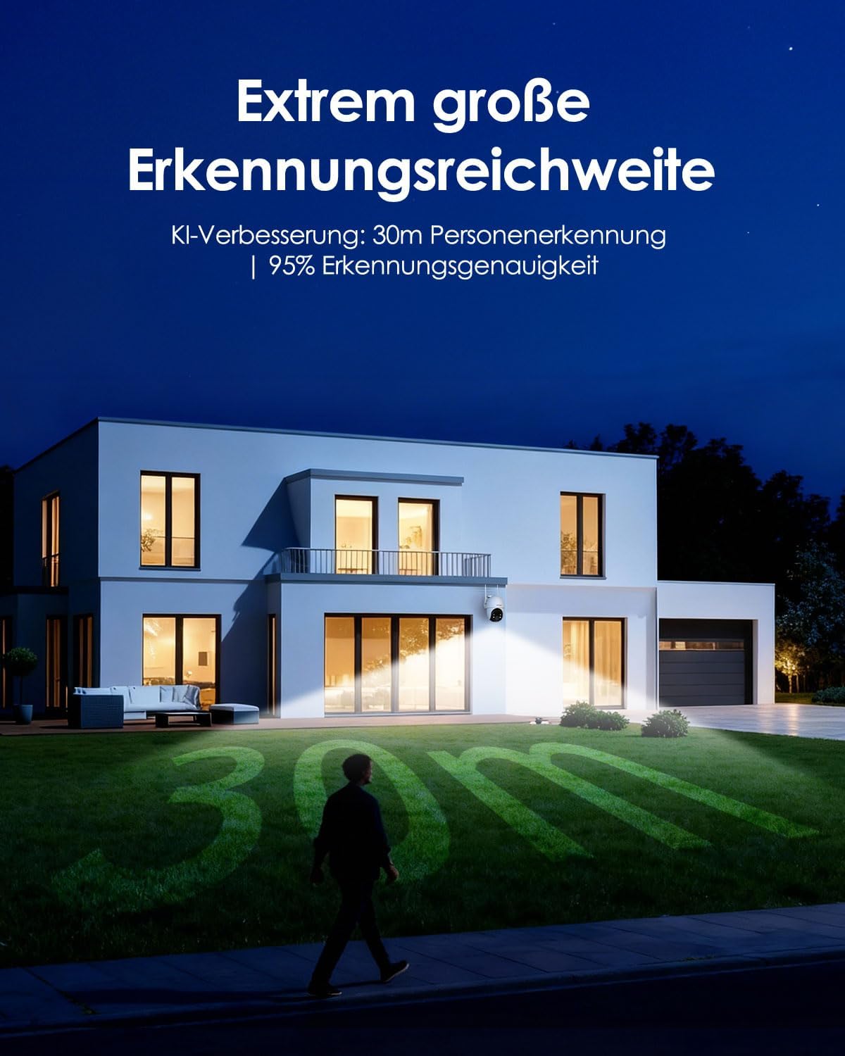 ieGeek 4G 24/7 Aufzeichnung AOV Überwachungskamera, 360° PTZ, 2K 3MP, KI-Erkennung mit SIM
