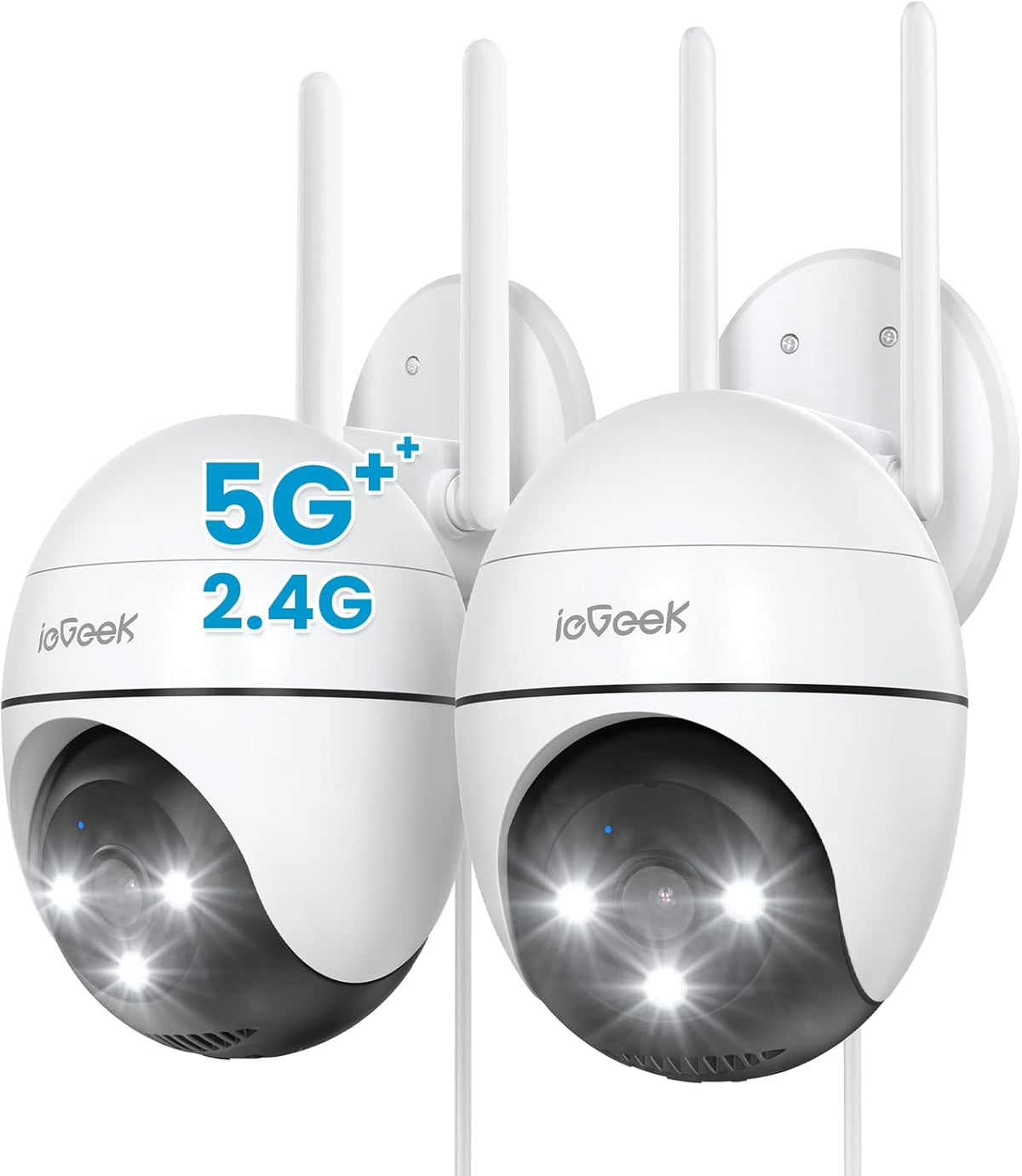 ieGeek 2K bewakingscamera 360°, 2,4 G/5 GHz 3MP IP-camera, 24/7 opname,ZS-GQ2 (2 stuks)