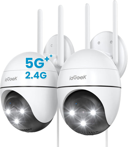 ieGeek 2K bewakingscamera 360°, 2,4 G/5 GHz 3MP IP-camera, 24/7 opname,ZS-GQ2 (2 stuks)