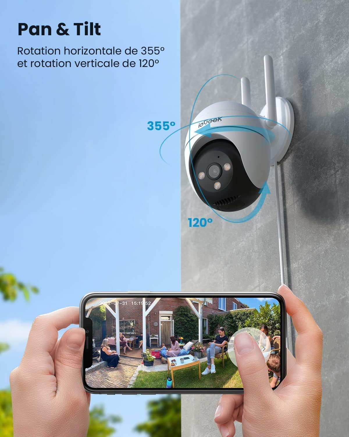 ieGeek 2K Überwachungskamera Aussen, PTZ Outdoor WLAN IP Kamera