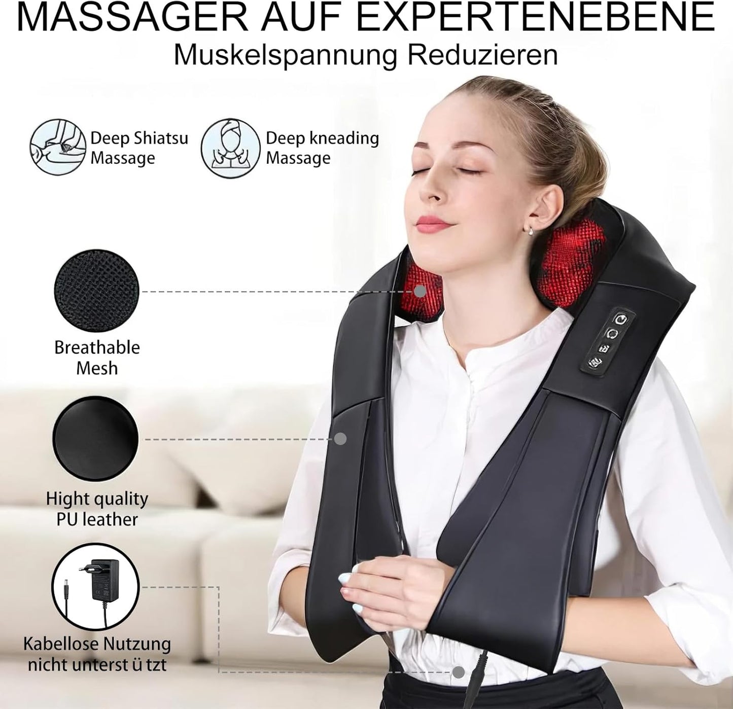 iKristin Nackenmassagegerät mit Wärme, Shiatsu Massagegerät 3D Deep Massage
