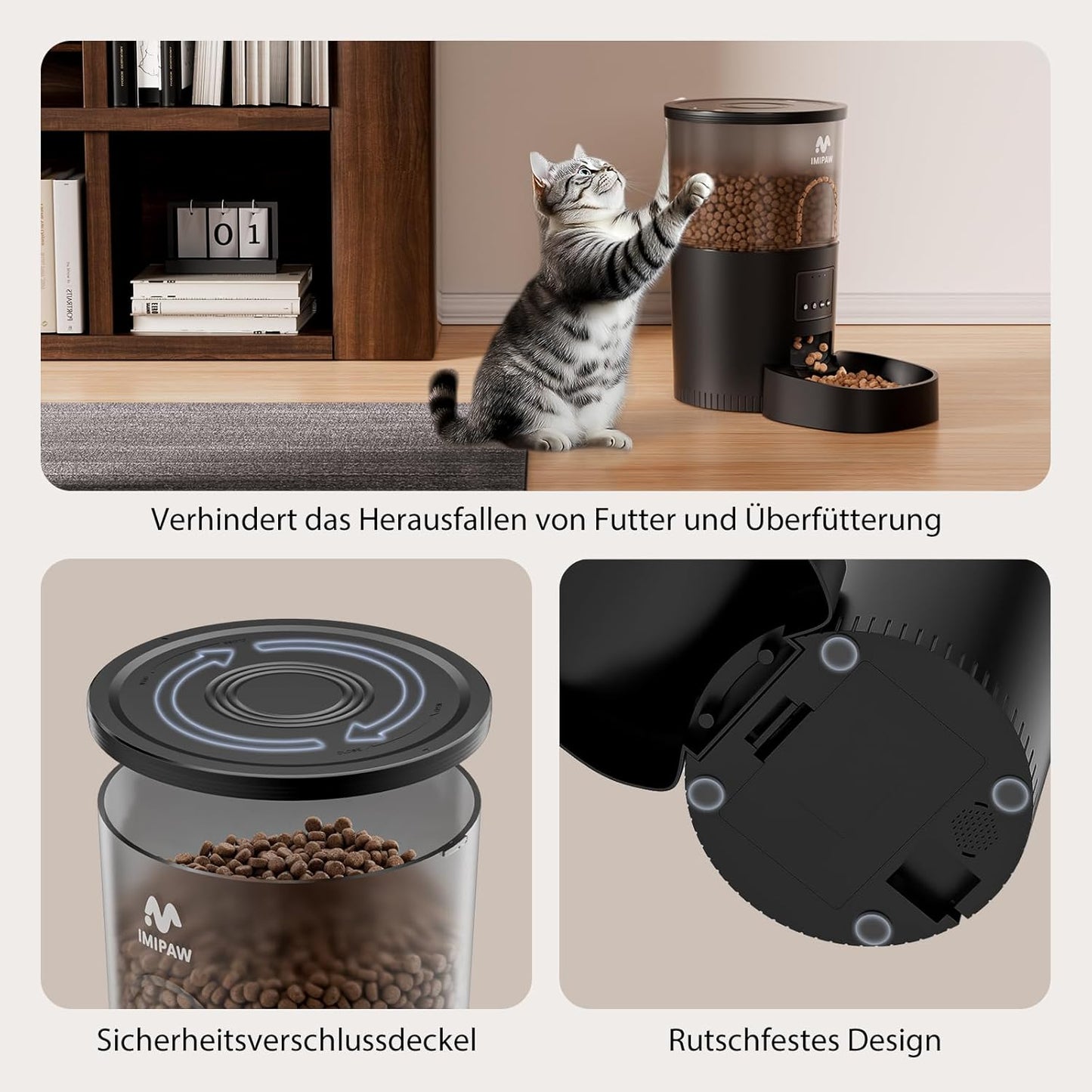 IMIPAW Futterautomat Katze, 3L Intelligenter Katzenfutter Automat