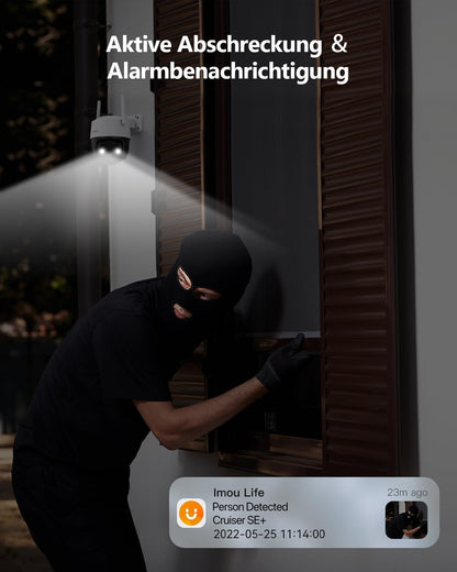 Imou 2K Überwachungskamera Aussen 360° PTZ Nachtsicht 2-Wege-Audio IP66