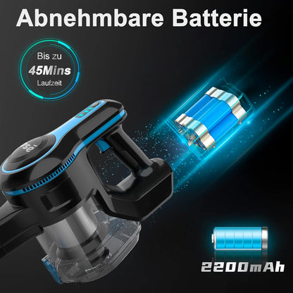 INSE N5S Akku Staubsauger 20KPa, 6-in-1 Staubsauger,45 Min Laufzeit, 1,2 L