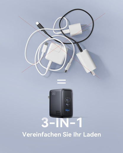 INIU USB C Ladegerät, 100W 3-Port Laptop Schnellladegerät mit USB C Mehrfach Netzteil