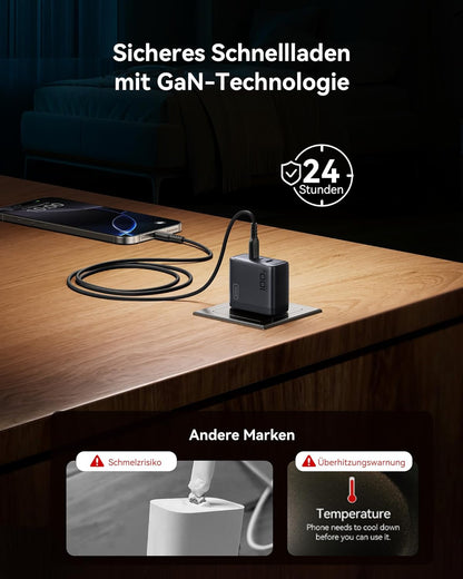 INIU USB C Ladegerät, 100W 3-Port Laptop Schnellladegerät mit USB C Mehrfach Netzteil